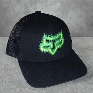 'Fox Racing' black/green flame logo trucker hat